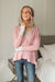 Mia Waffle Knit Long Sleeve In Pink Womens 