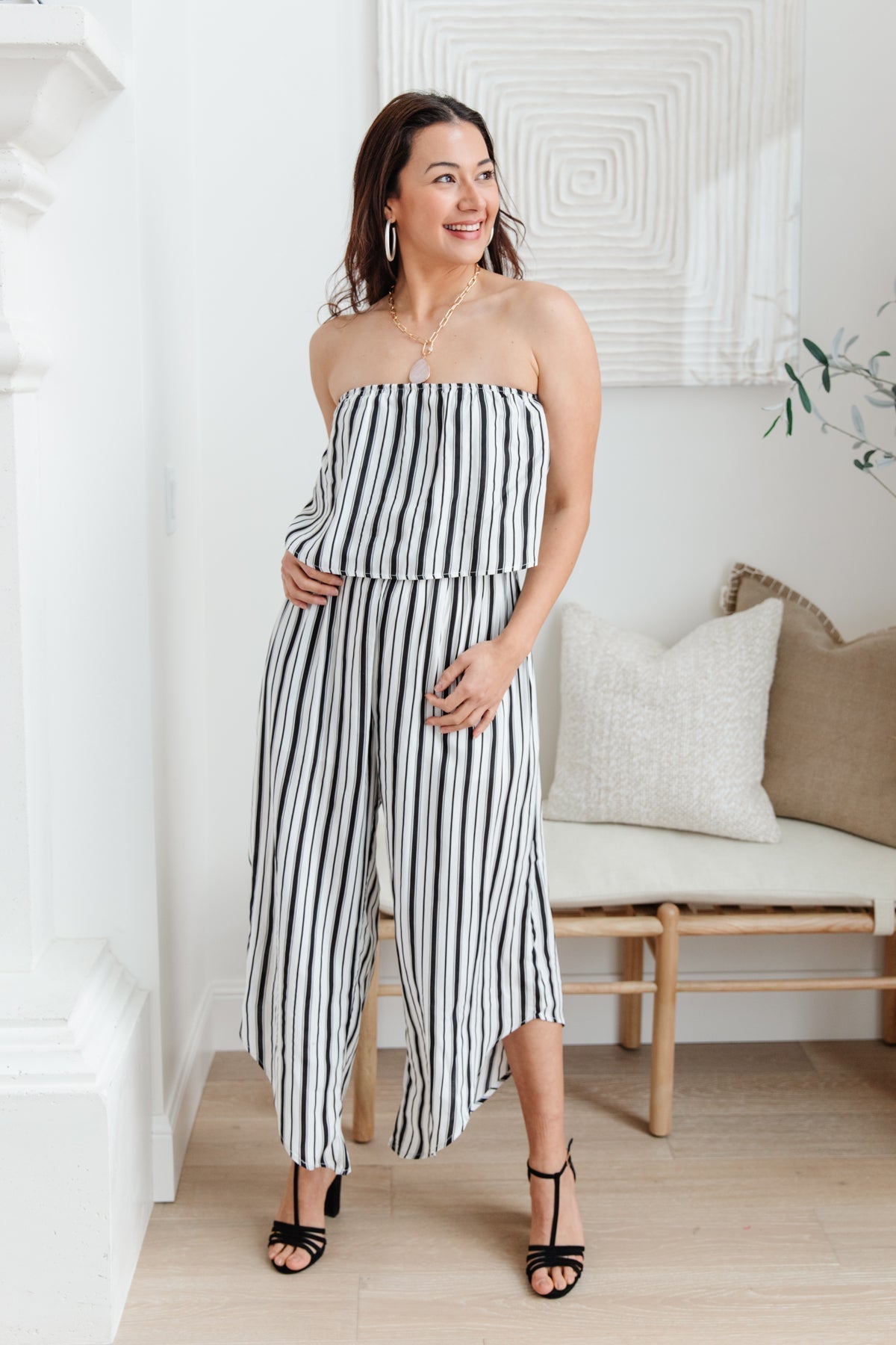 Modern Stripes Sleeveless Jumpsuit Womens 