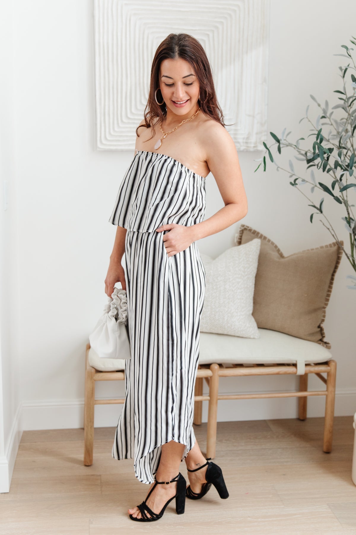 Modern Stripes Sleeveless Jumpsuit Womens 