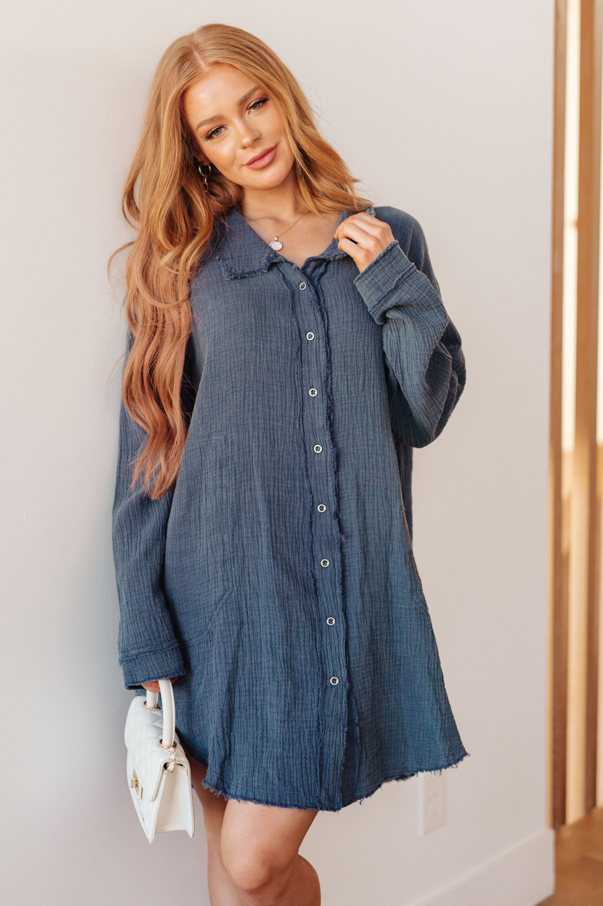 No Trepidation Mineral Wash Shirt Dress