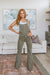 Olivia Control Top Release Hem Overalls in Olive