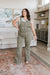 Olivia Control Top Release Hem Overalls in Olive