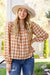 One Fine Afternoon Gingham Plaid Top In Caramel Womens 