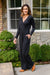 Onward & Upward Faux Wrap Jumpsuit In Black Womens 