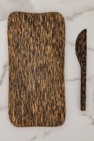 Palm Wood Cheese Board And Knife Set Womens 