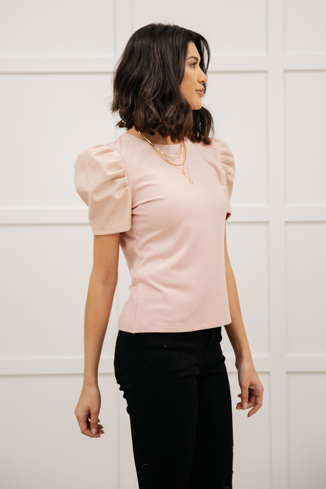 Rock On Puff Sleeve Top in Blush Womens 