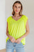 Ruched Cap Sleeve Top in Neon Green