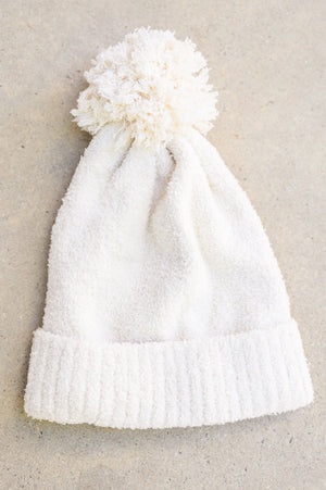 Slouchy Boucle Pom Beanie In Ivory Womens 