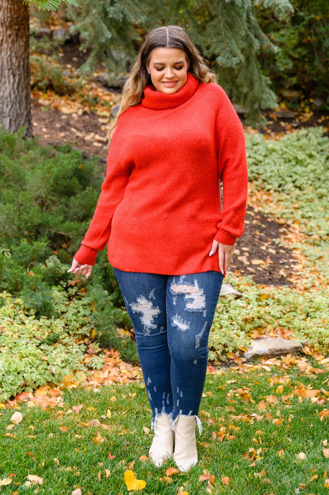 Steady Pace Roll Neck Sweater In Red Womens 