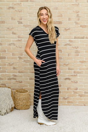 Doorbuster: Striped Maxi Dress In Black Womens 