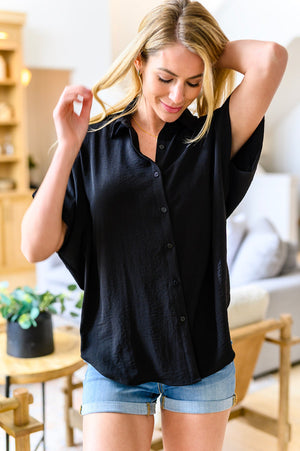 Sweet Simplicity Button Down Blouse in Black