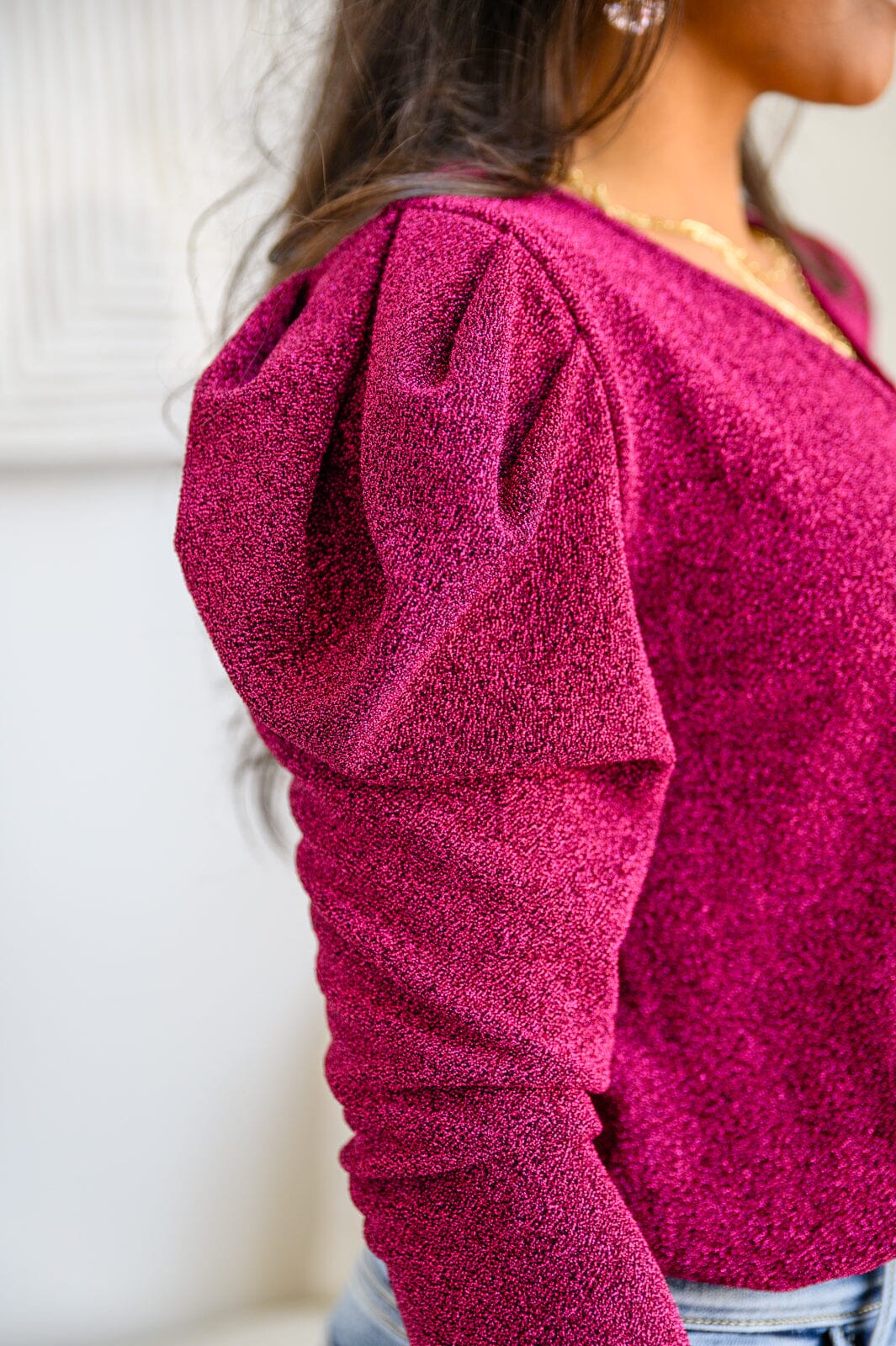 Take Me Out Faux Wrap Bodysuit In Magenta Womens 