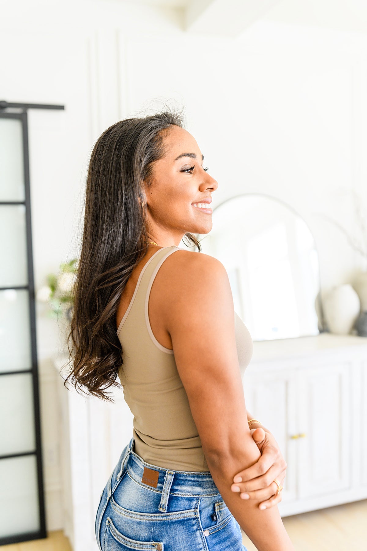 The Basics Reversible Longline Tank in Light Mocha