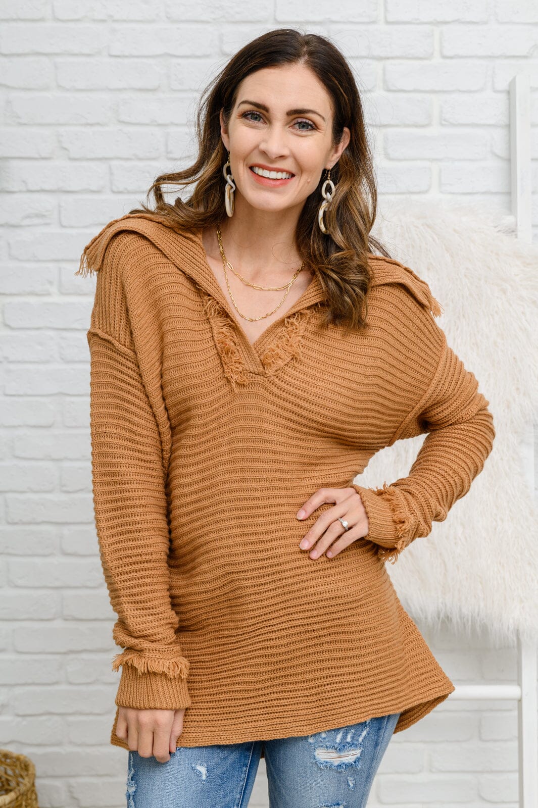 Travel Far &amp; Wide Sweater in Taupe Womens 