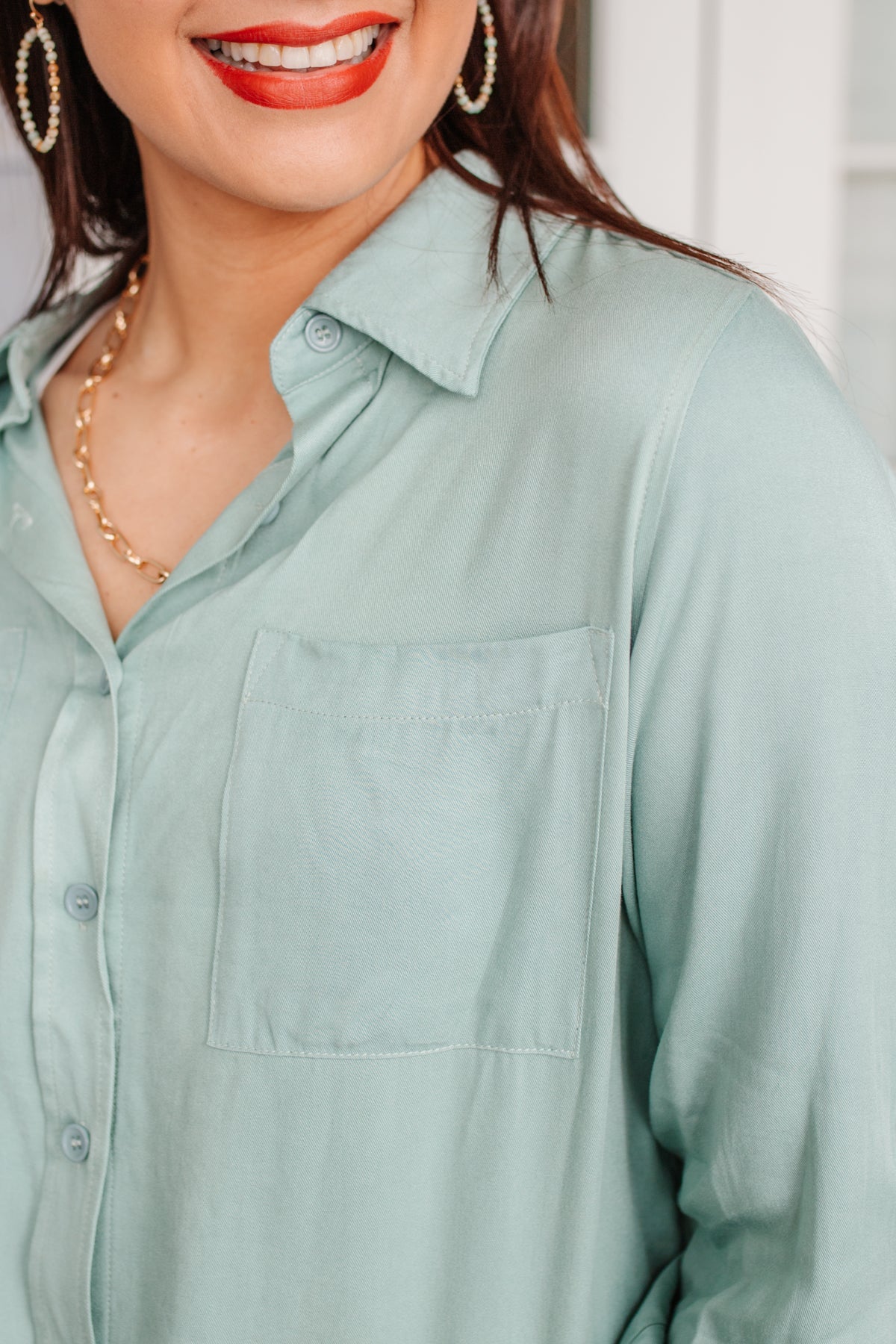 Unwavering Confidence Blouse in Light Blue Womens 