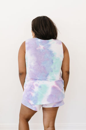 Watercolor Tie Dye Shorts In Lilac Womens 