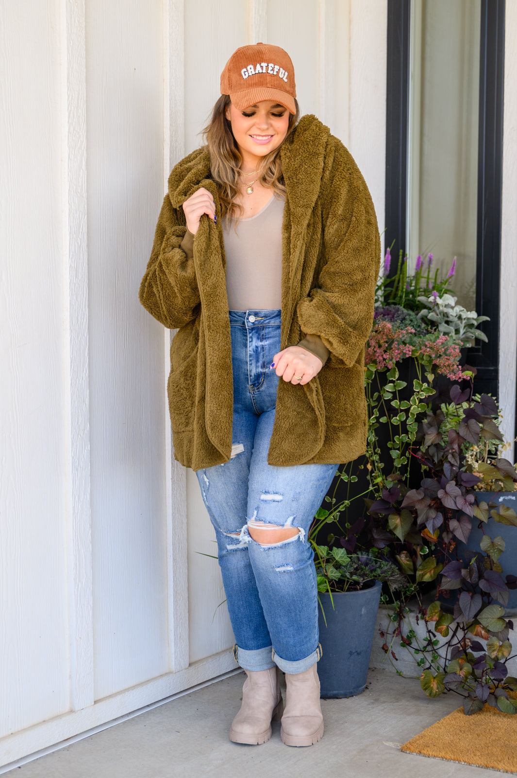 Where's My Coffee Cardigan in Olive Womens 