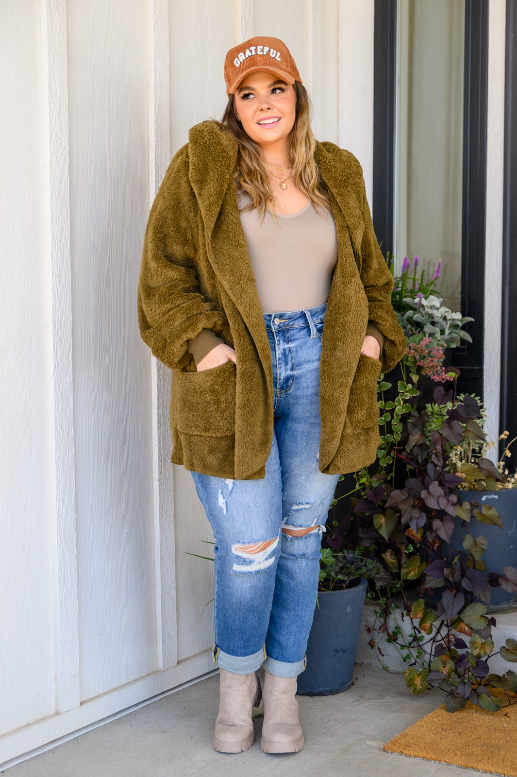Where's My Coffee Cardigan in Olive Womens 