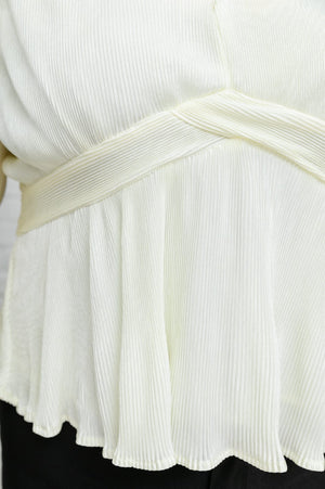 Xanidu Long Sleeve V Neck Blouse in White Womens 