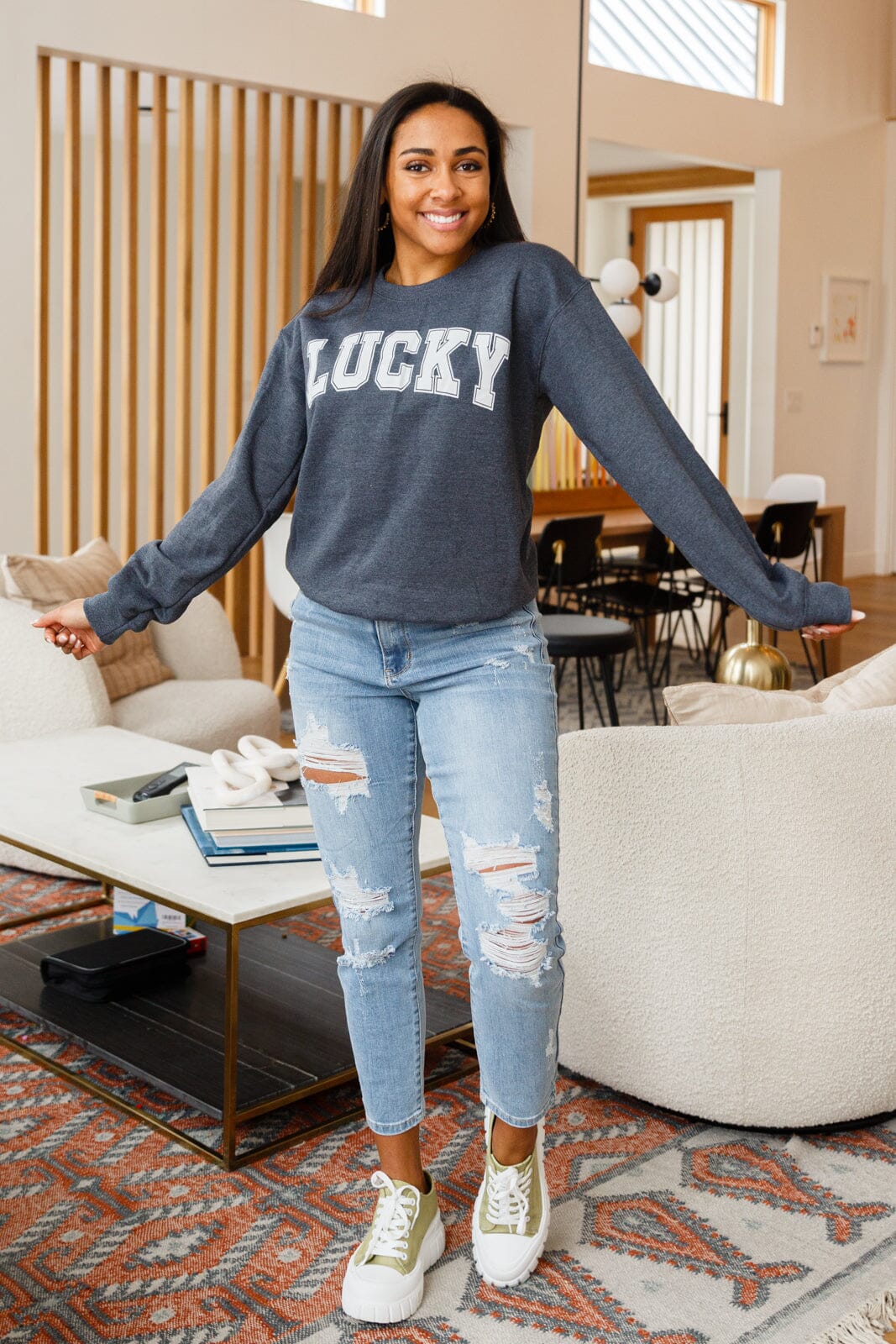 Your Lucky Crew Neck Sweater Womens 