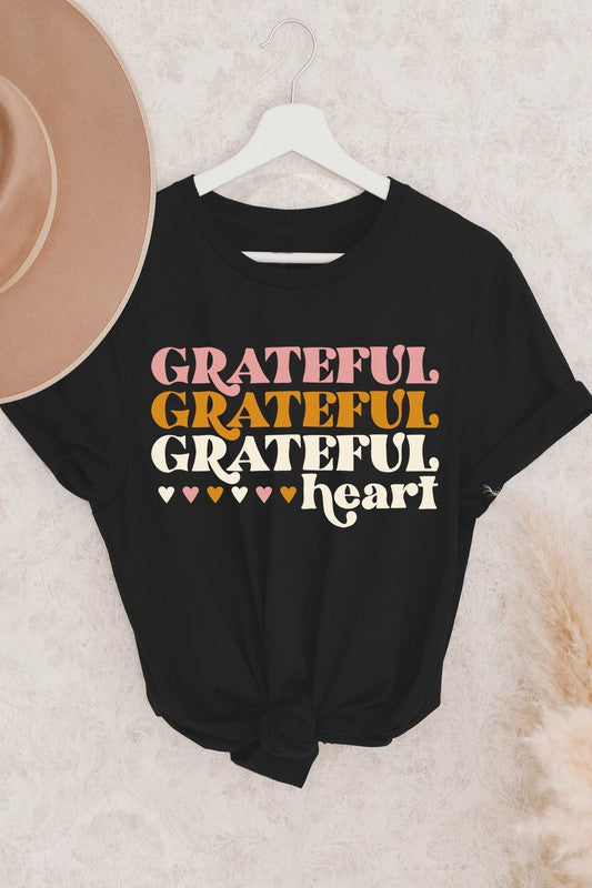 Grateful Heart Graphic T-Shirt In Black Womens 