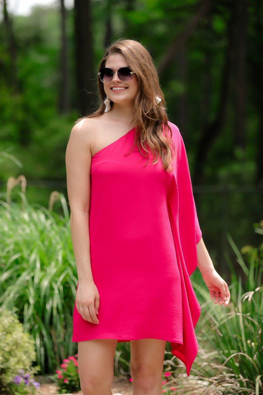 Next Chapter One Shoulder Dress in Magenta Womens 