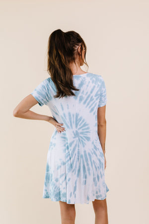 Swirl Tie Dye Dress In Aqua Womens 