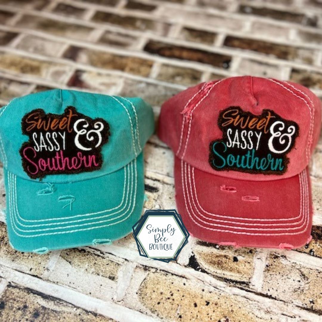 Sweet Sassy and Southern Vintage Trucker Hat Turquoise